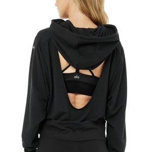Sold Out!! NWT ALO Yoga black Open Back Hoodie Sweatshirt Size Small